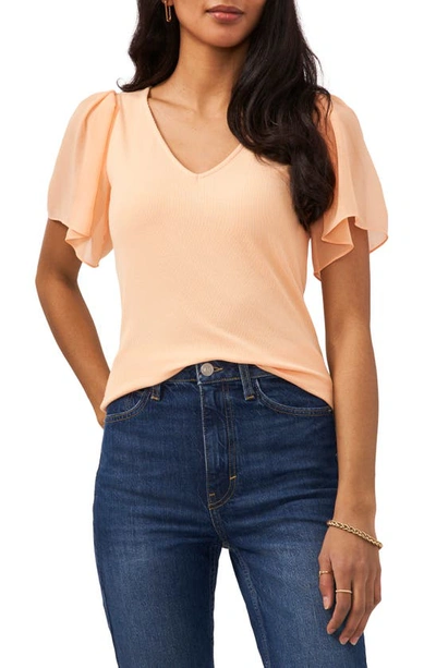 1.state Flutter Sleeve Rib Knit T-shirt In Orange