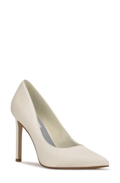 Nine West 'tatiana' Pointy Toe Pump In Ivory Satin