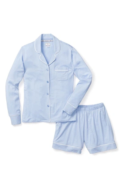 Petite Plume Luxe Pima Cotton Short Pajamas In Periwinkle