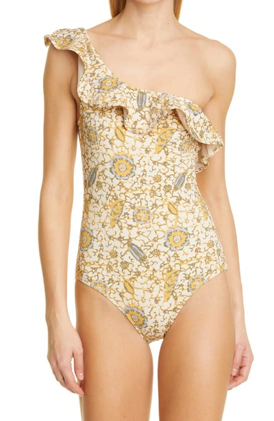 Ulla Johnson Martina Maillot One-shoulder One-piece Swimsuit In Yellow