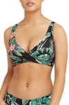 Sea Level Cross Front Stretch Recycled Nylon Bikini Top In Black