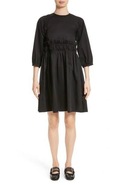molly goddard black dress A MOLLY GODDARD BLACK BABYDOLL DRESS WITH OVERSIZED COLLAR