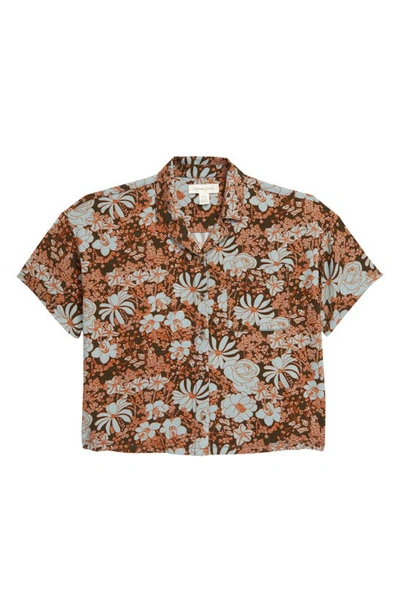 Treasure & Bond Kids' Floral Camp Shirt In Olive Sarma Garden Floral