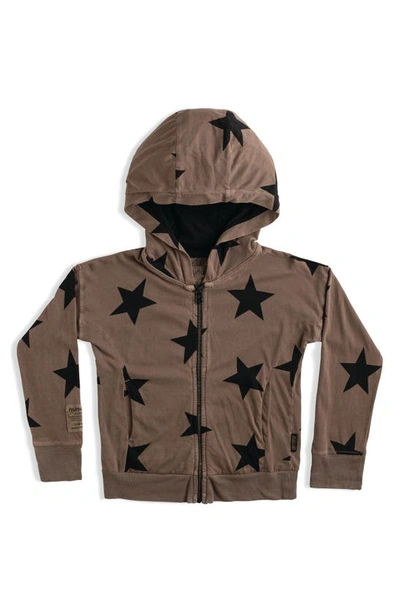Nununu Kids' Star Light Zip Hoodie In Earth Brown