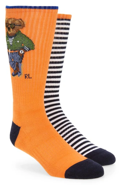 Polo Ralph Lauren Assorted 2-pack Polo Bear Crew Socks In Orange