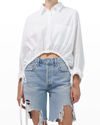 Citizens Of Humanity Alexandra Button-front Drawstring Tie Hem Top In White