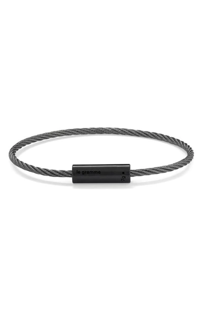 Le Gramme Brushed Ceramic Cable Bracelet In Black Ceramic