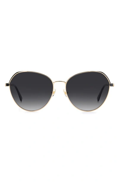 Kate Spade Octavia 59mm Gradient Round Sunglasses In Gold Black / Grey Shaded