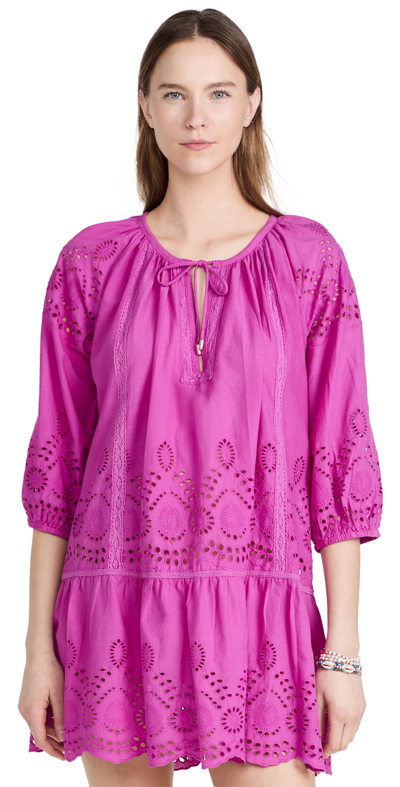 Melissa Odabash Ashley Eyelet Detail Cotton Cover-up Tunic In Bright Pink