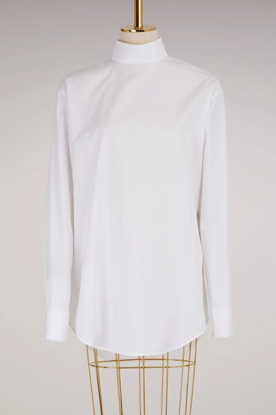 Jil Sander Stand Collar Cotton Shirt In White