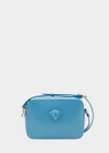 Versace Palazzo Calf Leather Shoulder Bag In Light Blue