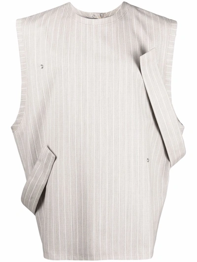 A Better Mistake Stripe-pattern Wool Vest In Nude