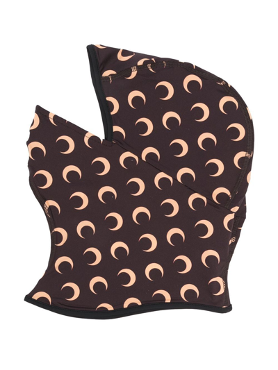 Marine Serre Moon-print Recycled Stretch-jersey Balaclava In Brown,tan