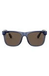Ray Ban Kids' Junior Wayfarer 48mm Sunglasses In Transparent Blue/ Dark Brown