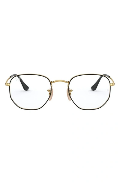 Ray Ban Unisex 56mm Hexagonal Optical Glasses In Gold