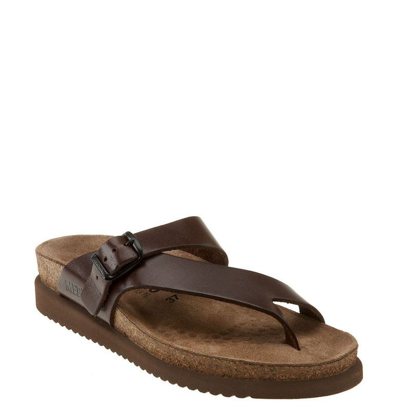 Mephisto Helen Toe Loop Sandal In Dark Brown Waxy