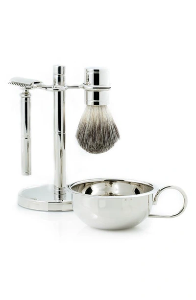 Bey-berk Chrome Fusion Razor & Brush 4-piece Shave Set In Silver