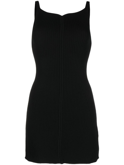 Courrèges Fitted Sweetheart-neck Mini Dress In Black