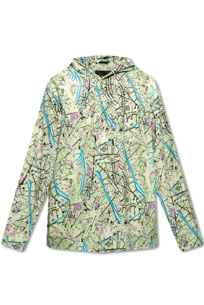 Fendi Reversible Map Print Silk Jacket In Green