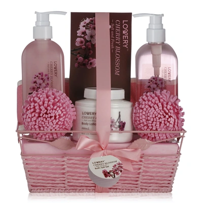 Lovery Home Spa Gift Basket In Cherry Blossom Fragrance In Pink