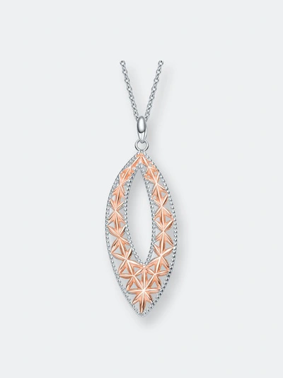 Genevive Elegant Sterling Silver Two-tone Pendant Necklace In Pink