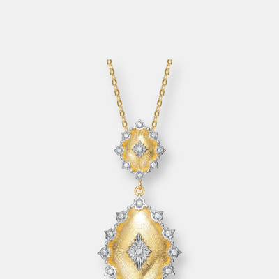 Rachel Glauber Rhodium And 14k Gold Plated Cubic Zirconia Pendant Necklace In Two-tone