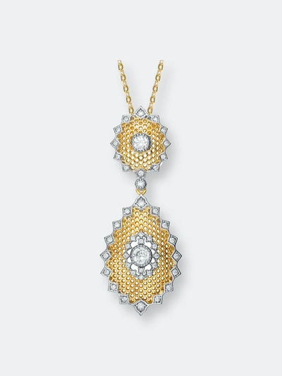 Rachel Glauber Rhodium And 14k Gold Plated Cubic Zirconia Pendant Necklace