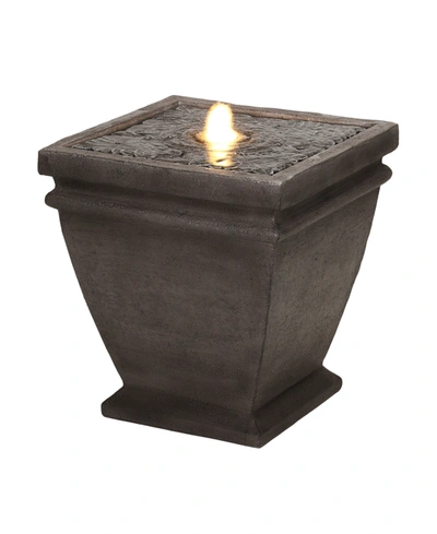 Glitzhome Elegant Stone Sculpture Pattern Outdoor Fountain With Led Light And Pump, 17.5" H In Gray