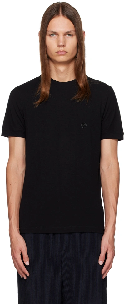 Giorgio Armani Logo Embroidered Crewneck T-shirt In Black