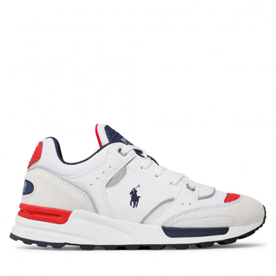 Polo Ralph Lauren Panelled Lace-up Sneakers In Grey/navy/white/red