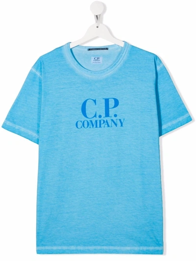 C.p. Company Teen Logo-print Cotton T-shirt In Blue
