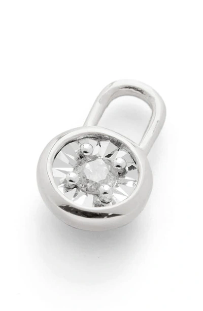 Monica Vinader Essential Diamond Ear Pendant Charm In Silver