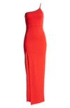Lulus Keeper Of My Heart One-shoulder Gown In Red
