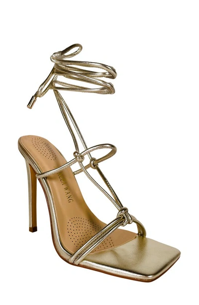 Azalea Wang Azaela Wang Drew Ankle Tie Sandal In Gold