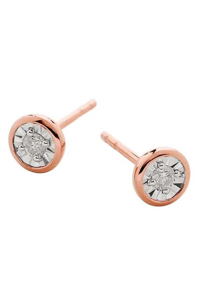 Monica Vinader Essential Diamond Stud Earrings In Rose