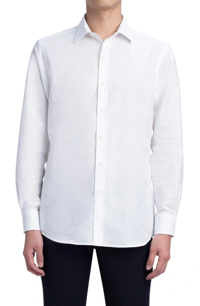 Bugatchi Classic Fit Geo Pattern Stretch Cotton Button-up Shirt In White