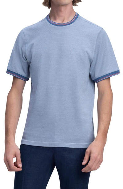 Bugatchi Pinstripe Ringer Neck T-shirt In Cobalt
