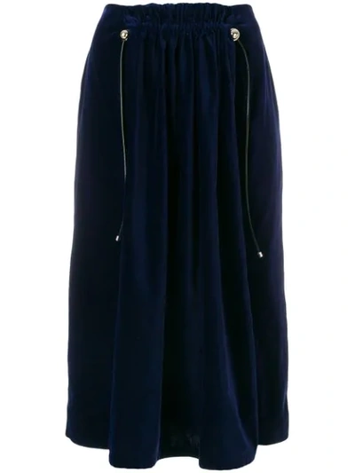Carven Velvet Midi Skirt In Blue