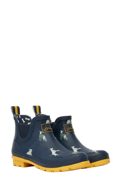 Joules Wellibob Short Rain Boot In Navy Dog