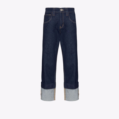 Frame Oversize Detail Denim Jeans In Blue