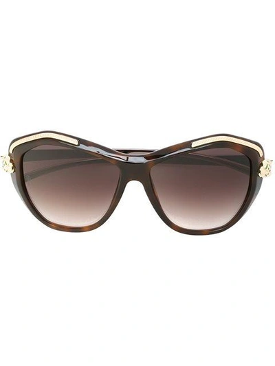 Cartier 'panthère Wild' Sunglasses In Brown