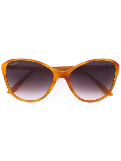 Cartier Double C Décor Butterfly-frame Sunglasses In Yellow