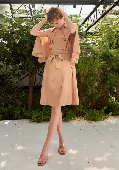 Paisie Cape Sleeve Trench Coat In Brown