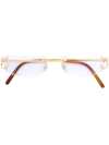 Cartier Rectangular Frame Glasses In Gold