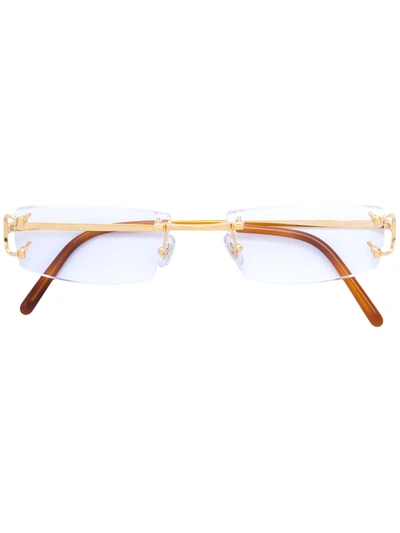 Cartier Rectangular Frame Glasses In Gold