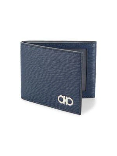 Ferragamo Revival Tri-foldleather Wallet In Blue