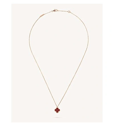 Van Cleef & Arpels Womens Pink Gold Sweet Alhambra Gold And Carnelian Necklace