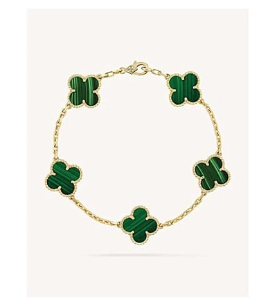 Van Cleef & Arpels Vintage Alhambra Gold And Malachite Bracelet In Yellow Gold