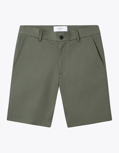 Les Deux Como Regular Cotton Linen Chino Shorts In Green