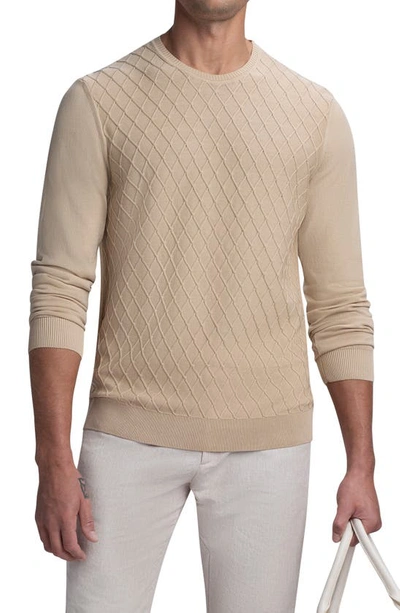 Bugatchi Men's Diamond-knit Cotton Crewneck Sweater In Beige